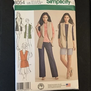 Simplicity 8054 Pattern Vest Knit Top Misses Size 16 18 20 22 24 - Afbeelding 1 van 2