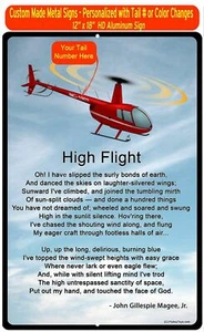High Flight HD Airplane SIGN-HIGHFLIGHT-HELIIF2R44-R2 - Personalizzato con il tuo N - Foto 1 di 2