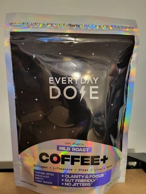Everyday Dose Coffee+ Mild Roast 7.7 oz Mushrooms Collagen Protein Drink Powder