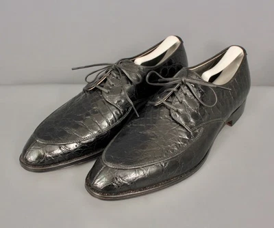 Men's VTG NOS Black Crocodile Leather British Walkers Dress Shoes 10 D - Image 1 of 4