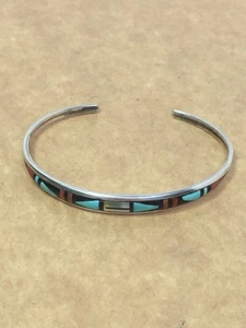 "Brazalete Zuni vintage de plata esterlina de los nativos americanos 6""" - Imagen 1 de 5