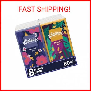 Kleenex On-The-Go Facial Tissues, 8 On-The-Go Packs, 10 per Box, 80ct, 3-Ply Tis - Picture 1 of 1