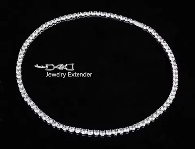 Collar de tenis de 16 pulgadas enchapado en oro blanco de 18k piedra redonda Swarovski de 3 mm creada en laboratorio Foto 1 de 4