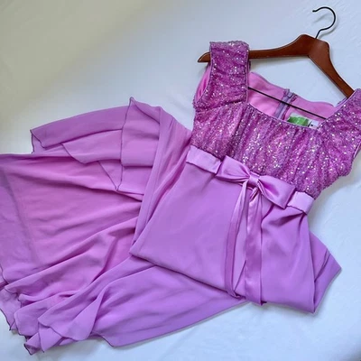 Maxi Vestido con Lazo De Colección Años 90 Jody Calif Imperio Cintura Baile Fiesta del Té Hecho en EE. UU. Foto 1 de 4