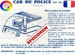DINKY TOYS NOTICE REPRODUCTION CAR DE POLICE RÉF/566  NEUVE