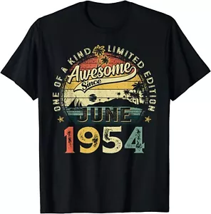 Funny 70 Years Old June 1954 Vintage 70th Birthday Men Women Gift Unisex T-Shirt - Picture 1 of 3