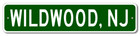 Wildwood, New Jersey Metal Wall Decor City Limit Sign - Aluminum
