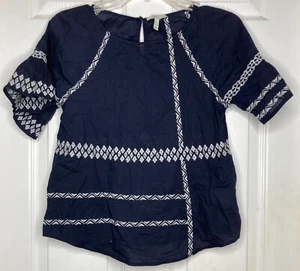 Damen JOIE blau weiß bestickt Shoffie Baumwolle S/S Bluse Shirt Top Gr. XS - Bild 1 von 3