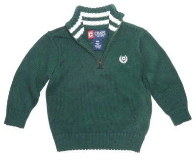 Nuevo Suéter Chaps Niños Niñas 1/4 Cremallera Cuello Simulado Verde Mangas Largas 18 Meses Foto 1 de 3