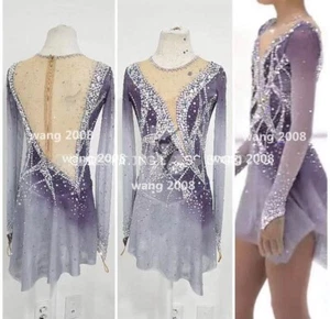  Ice Figure Skating Competition Dress Girls'  Baton Twirling Costume purple  - Afbeelding 1 van 7