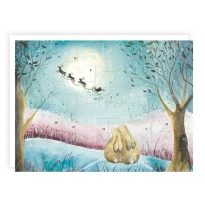 Traditional Christmas Advent Calendar Rabbits watching Foil Finish NO TREATS - Image 1 of 2