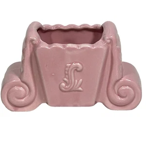 Vintage PInk Rose Art Deco Planter Scroll Scalloped Cottage Farmhouse McCoy? - Picture 1 of 8