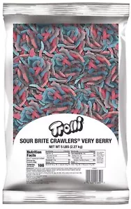 Trolli Sour Brite Crawlers Very Berry Gummy Worms, 5 Lb Bulk Candy Bag - Picture 1 of 7