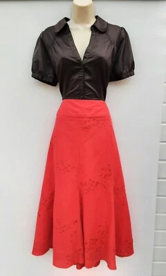 KICKFLARE,ALINE SKIRT,RED LINEN,30'S,40'S,70'S,80'S VINTAGE STYLE,SIZE 20,NWTS - Image 1 of 4