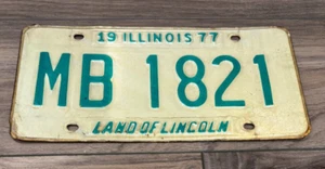 1977 ILLINOIS, License Plate,  MB 1821 (Land of Lincoln) - Picture 1 of 2