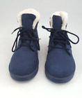 Fashion shoes Blue Faux Fur Lined Boots- UK 5.5  (FN_6397)