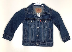 Levi Strauss Denim Jacket Child 4 Regular blue Jean Classic red tab snap front - Picture 1 of 7