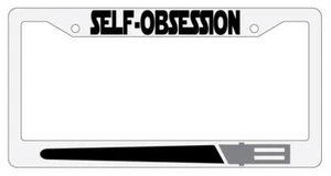 Self Obsession BLACK White Plastic License Plate Frame Star Wars - Picture 1 of 1
