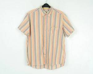 CAMEL ACTIVE Men L Short Sleeve Summer Shirt Pinstriped Casual Button Up Top - Picture 1 of 7