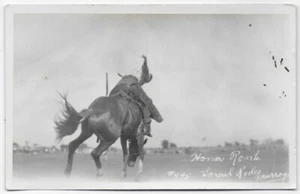 (8355) Old RPPC HOMER ROARK - BRONCO BUSTING - AT THE LARNED KANSAS RODEO - Picture 1 of 1