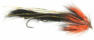 Fly Fishing Flies (Steelhead, Salmon, Trout, Bass) String Leech Orange Blk (x 6) - Picture 1 of 2