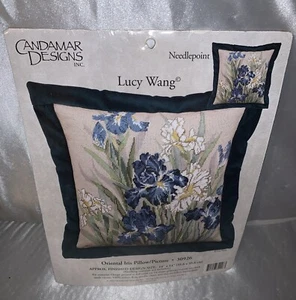 Candamar Designs LUCY WANG Needlepoint Kit Oriental Iris Pillow (30926) NEW - Picture 1 of 3