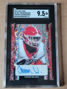 Travon Walker 2022 Leaf Flash Red Kaleidoscope Autograph SGC 9.5 MT+ UGA 2/3 - Picture 1 of 12