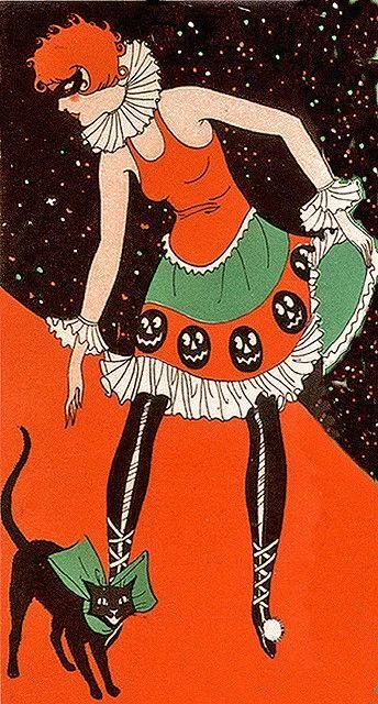 两套 4x7 复古美女时代法国万圣节派对棉织物积木 — 第 1/1 张图片