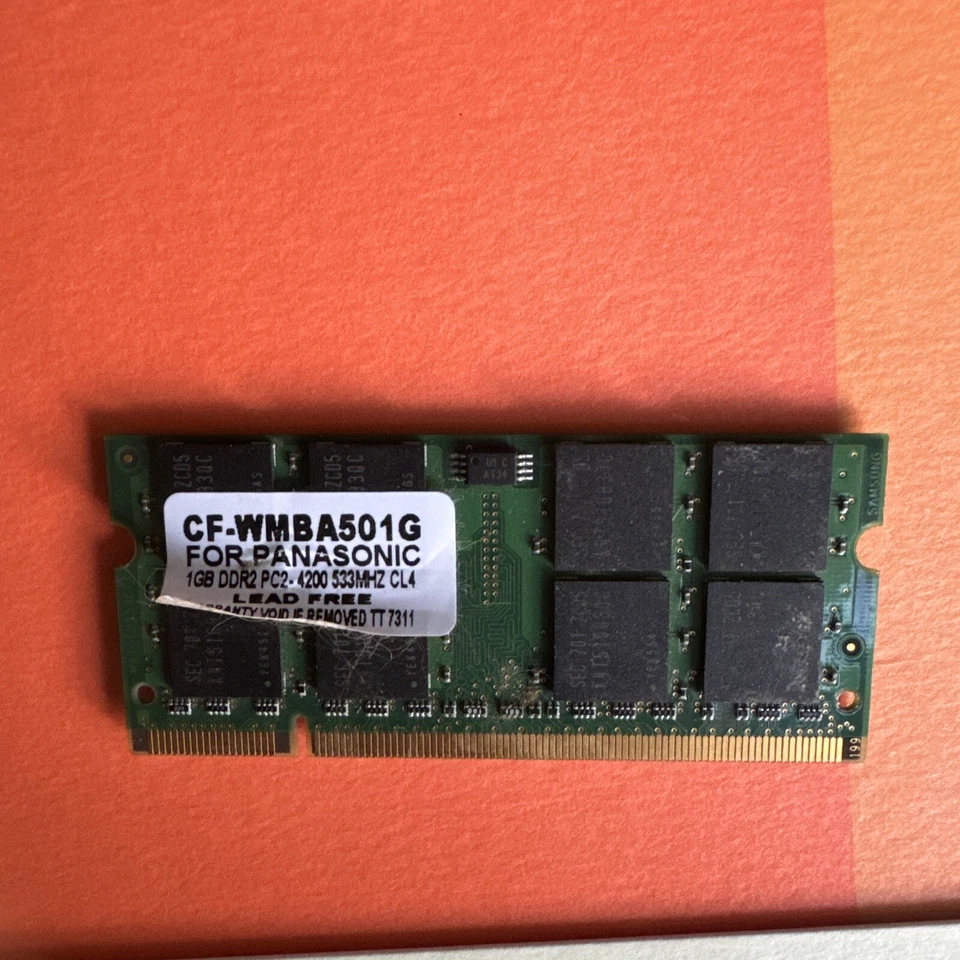 CF-WMBA501G 1GB LAPTOP MEMORY DDR 2 SDRAM, SO DIMM 200-PIN Panasonic OEM U - Image 1 of 3