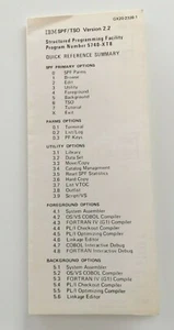 IBM SPF/TSO Version 2.2 Quick Reference Summary - GX20-2328-1 PRE-OWNED - Picture 1 of 2