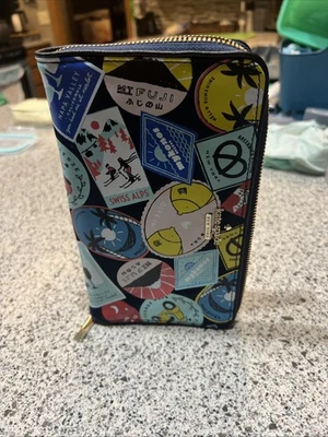 Kate Spade  XL zip wallet Passport Holder Travel Stickers Classic Nylon - Image 1 of 4