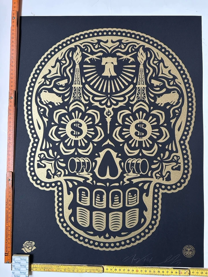 Obey Shepard Fairey Power & Glory Day of the Dead Skull Giant Streetart Print - Bild 1 von 4