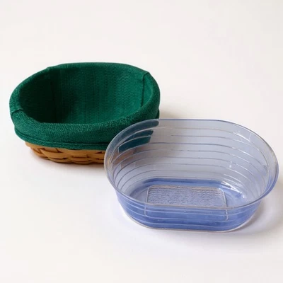 Longaberger Handwoven Slanted Basket Dresden Ohio Green Liner Protector 2001 USA - Image 1 of 4