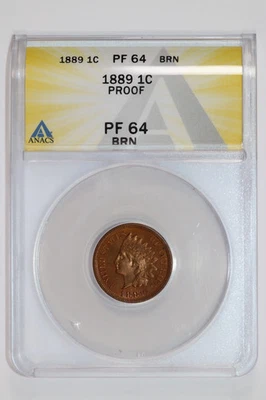 CENTAVO CABEZA INDIA 1889 PRUEBA ANACS PR64 BN PQ! Foto 1 de 2