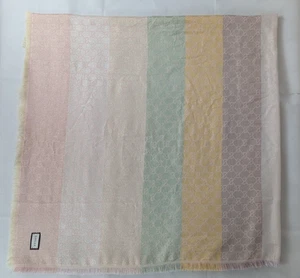 Gucci GG Jacquard Wool & Silk Shawl Wrap Multicolor Made in Italy. - Picture 1 of 13