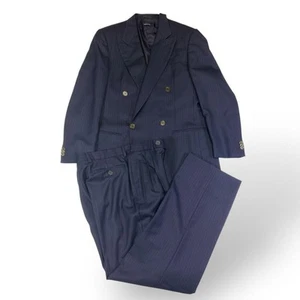 Giorgio Armani Navy Wool Suit Set Up Jacket Pants 42cm 16.5in Shoulder Vintage - Picture 1 of 12