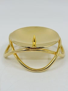 Georg Jensen Gold Plated Candle Holder, Metal Pillar Candle Stand - Picture 1 of 5