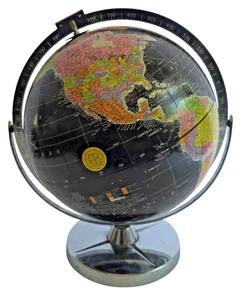 VINTAGE World Globe Black Mid Century Modern Cold War ENCYLOPEDIA BRITANNICA - Picture 1 of 6