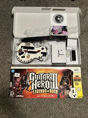 Nintendo Wii Guitar Hero III 3 Legends of Rock Game Guitar & Strap In Box - Image 1 of 4