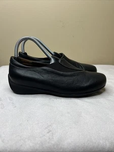 Wolky Mocasines Mujer 39 EE. UU. 8 Negro Cuero Plano Caminar Zapatos Sin Cordones - Imagen 1 de 10