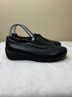 Wolky Mocasines Mujer 39 EE. UU. 8 Negro Cuero Plano Caminar Zapatos Sin Cordones Foto 1 de 4