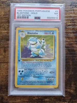 POP 8 1st Edition PORTUGUESE BLASTOISE 💦 PSA 7 💦 1999 Pokemon Base Holo 2/102 - Image 1 of 2