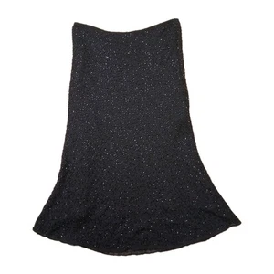 Vintage neu mit Etikett J Laxni neu mit Etikett 100 % Seide Perlen Y2K Boho schwarz Schlupfrock Größe S - Bild 1 von 11