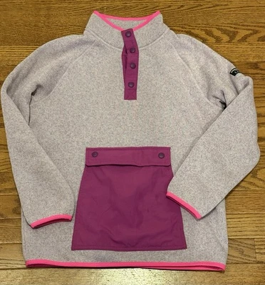 LL Bean девочек свитер флис половина Snap пуловер толстовка фиолетовый размер L (14-16) - Изображение 1 из 4