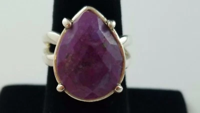 Lovely Sterling Silver BARSE Split Shank Ring Size 7 Teardrop Pear Purple Stone - Image 1 of 4