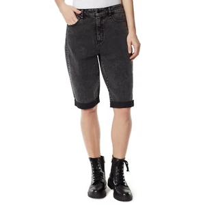 FRAYED Denim Women Size 28 Nocturnal Black Wash Cuffed Boyfriend Denim Short NWT - Picture 1 of 9