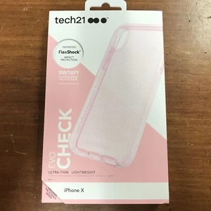 tech21 Evo Check Case for iPhone X/Xs - Rose Tint/White - Picture 1 of 7