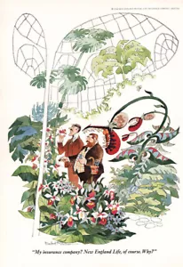 Seguro de vida de Nueva Inglaterra 1968: anuncio impreso vintage de jardín - Imagen 1 de 1