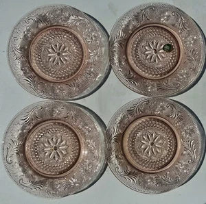 Vintage Indiana Glass Pink Tiara Sandwich Decorative Glass Plates 8.5" Set of 4 - Picture 1 of 4