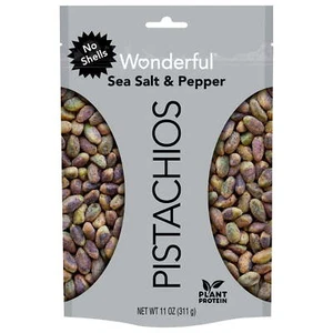 Wonderful Pistachios, No Shells Sea Salt & Pepper Nuts, 11 Ounce Bag - Picture 1 of 9